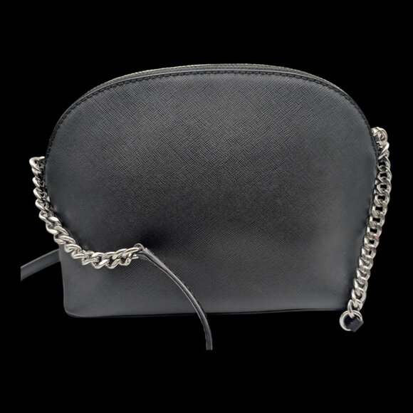 Michael Kors Chain-Link Saffiano Leather Crossbody Bag Black / Silver - Picture 2 of 4